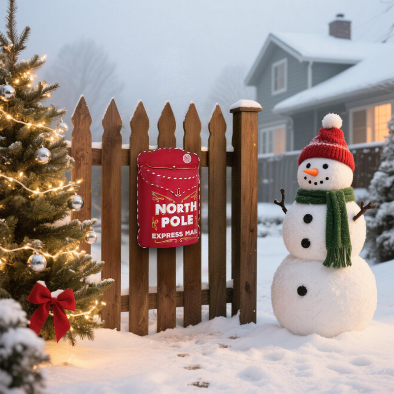  Boîte aux lettres de Noël pour la décoration extérieure, lettre au Père Noël pour la décoration de Noël extérieure, Rouge