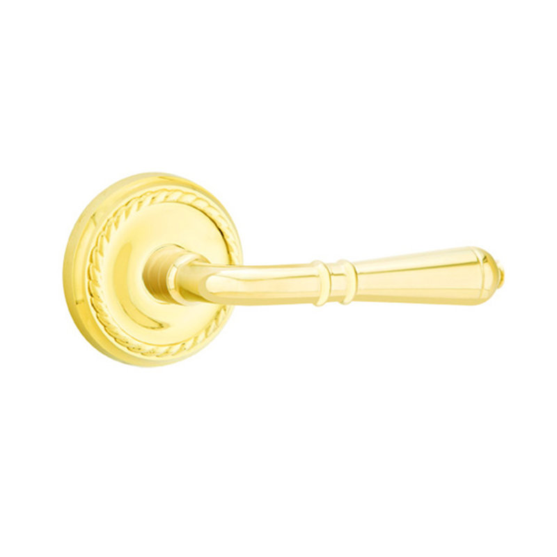 Faux levier de porte double avec rosette Turino, Droite, Laiton brillant