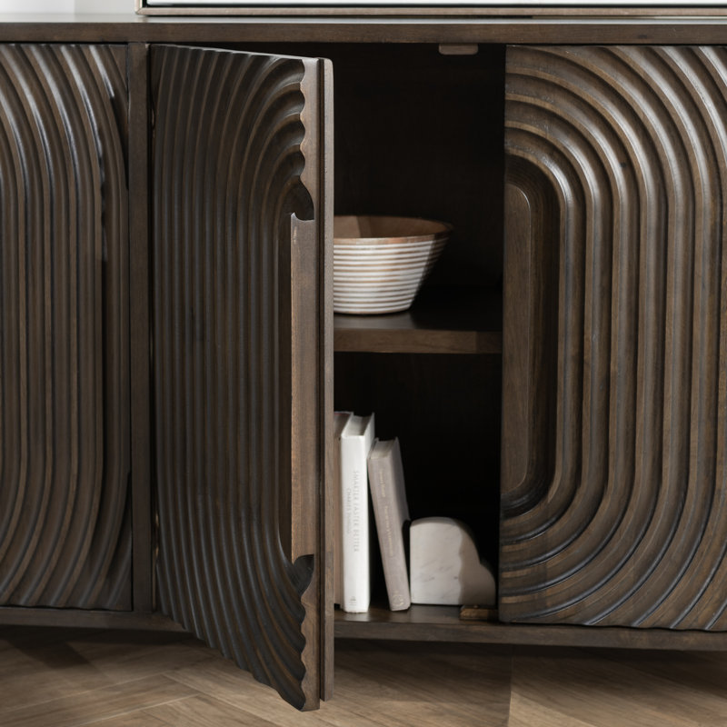 Colson 4-door Mango Wood Buffet Sideboard In Dark Brown