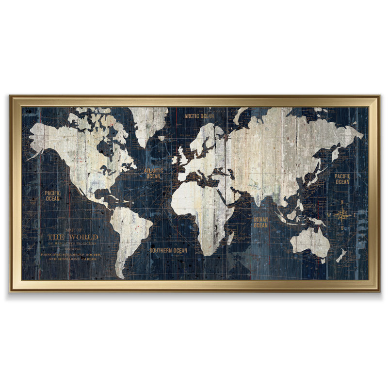 Mehdi " Old World Map Blue ", Gold