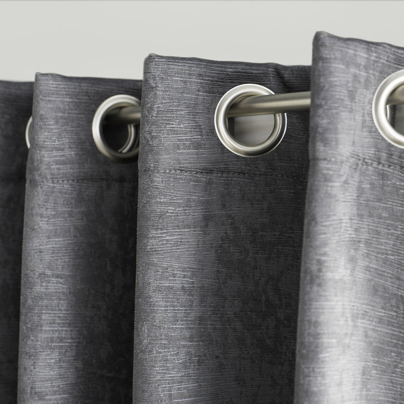 Phillipa Thermal Room Darkening Curtain, Grey, 52" W x 108" L