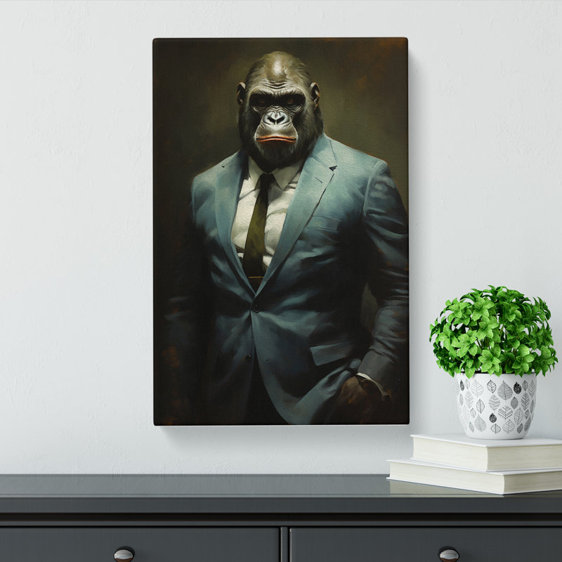 Gorilla in a Suit Painting No.3 - Wrapped Canvas, 50cm H x 35cm W x 3cm D