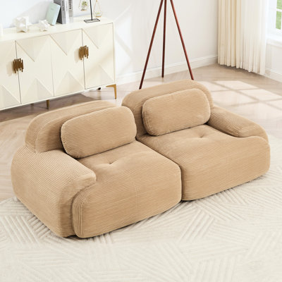 Arrangement flexible 82 po en velours côtelé modulaire avec accoudoirs hauts et courbés 82 po