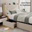 Structure de lit double Einhomn avec 4 tiroirs de rangement, structure de lit plateforme tapissier avec ports Type-C et USB, tête de lit à oreilles, beige