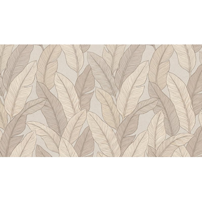 Papier peint à feuilles beige, décoration murale minimaliste moderne
