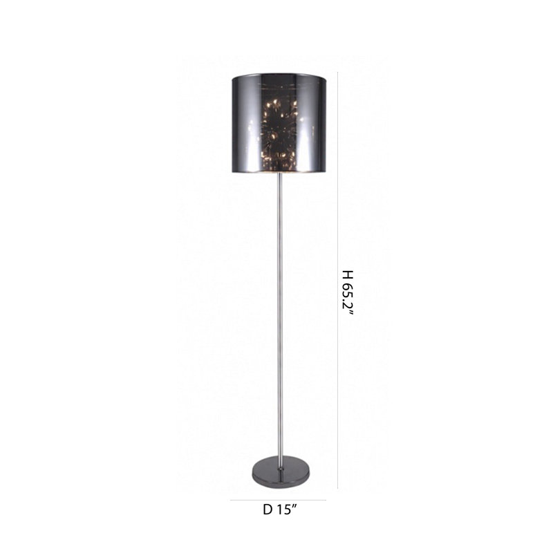 Lampe sur pied en chrome 12 lumières avec abat-jour en lin chromé
