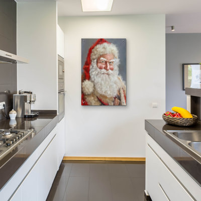  «Victorian Santa» par Ashley Bradley, art mural en verre acrylique, 24 po x 36 po