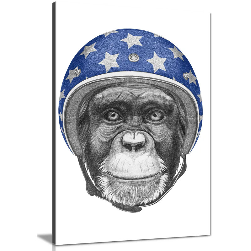 Modern Contemporary Monkey - Wrapped Canvas Print, 31cm H x 20cm W