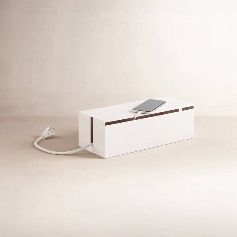 Boîte de gestion des câbles avec couvercle Yamazaki Home, Blanc