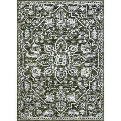 Dazzle Green/White Disa Vintage Medallion Soft Rug