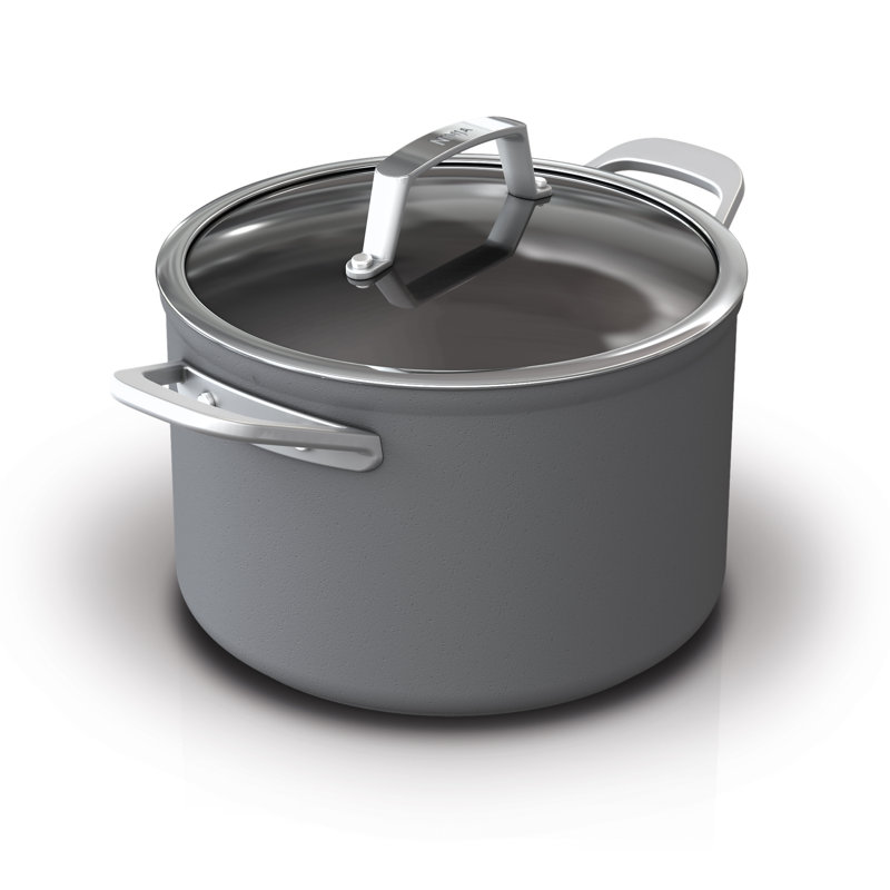 Slate Grey 8-Piece Nonstick Aluminum Cookware Set with Glass Lids