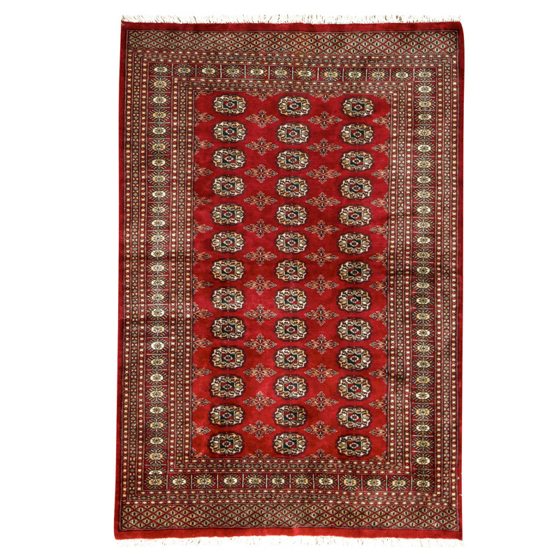 Hand Knotted Wool Area Rug in Red