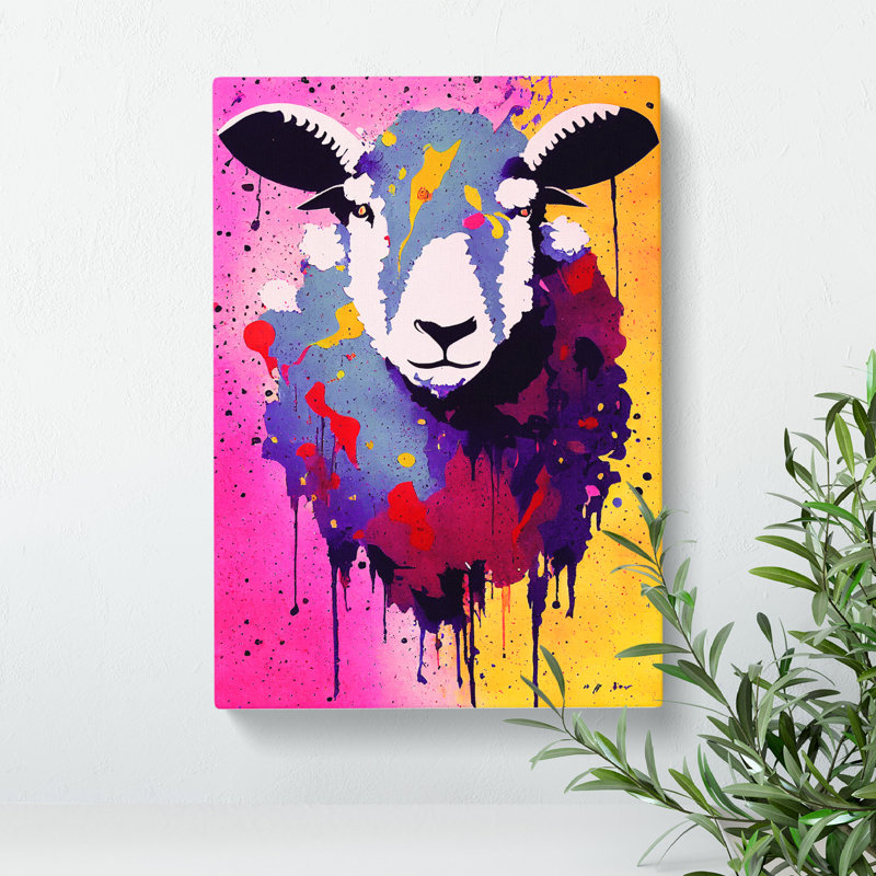 XC1022-1628X Colourful Sheep No.3 Abstract - Wrapped Canvas Print, 50cm H x 35cm W x 3cm D