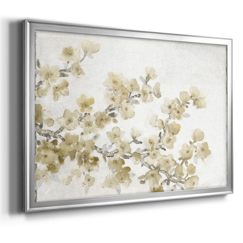 Neutral Cherry Blossom Composition II, reproduction d'art sur toile, Argent, H 30 po x l 44 po x P 1,5 po