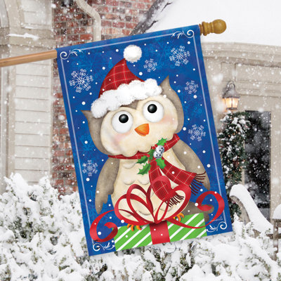 Christmas Owl House Flag
