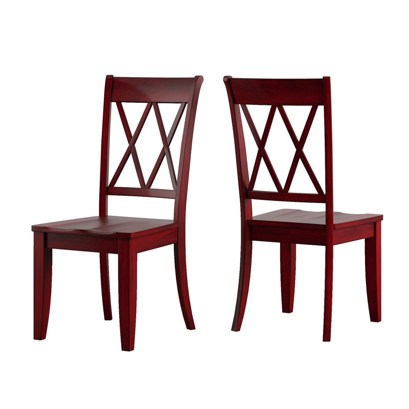 Fortville 16.93'' H Solid Wood Side Chair, Antique Berry