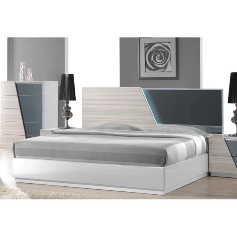  Rochdale Solid Platform Bed (LED with Smoked Mirror) , Queen