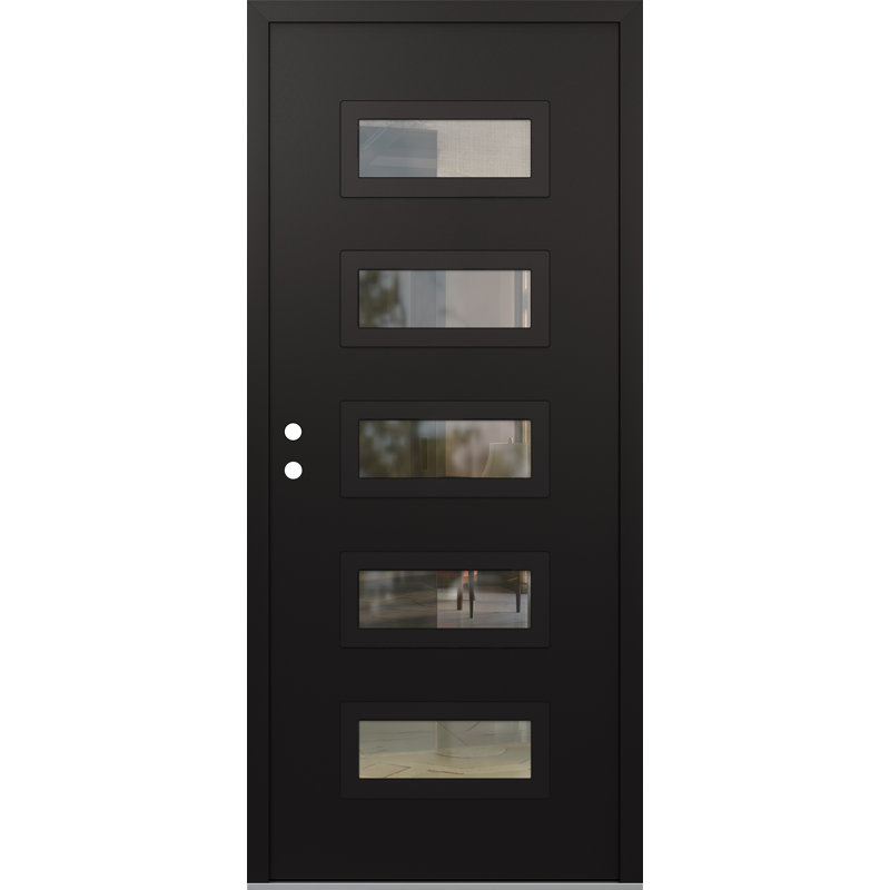 D1 36 po à droite X 80 po Panneau d'entrée en acier noir et noir, Droite / vers l'intérieur, L 36 po x H 80 po