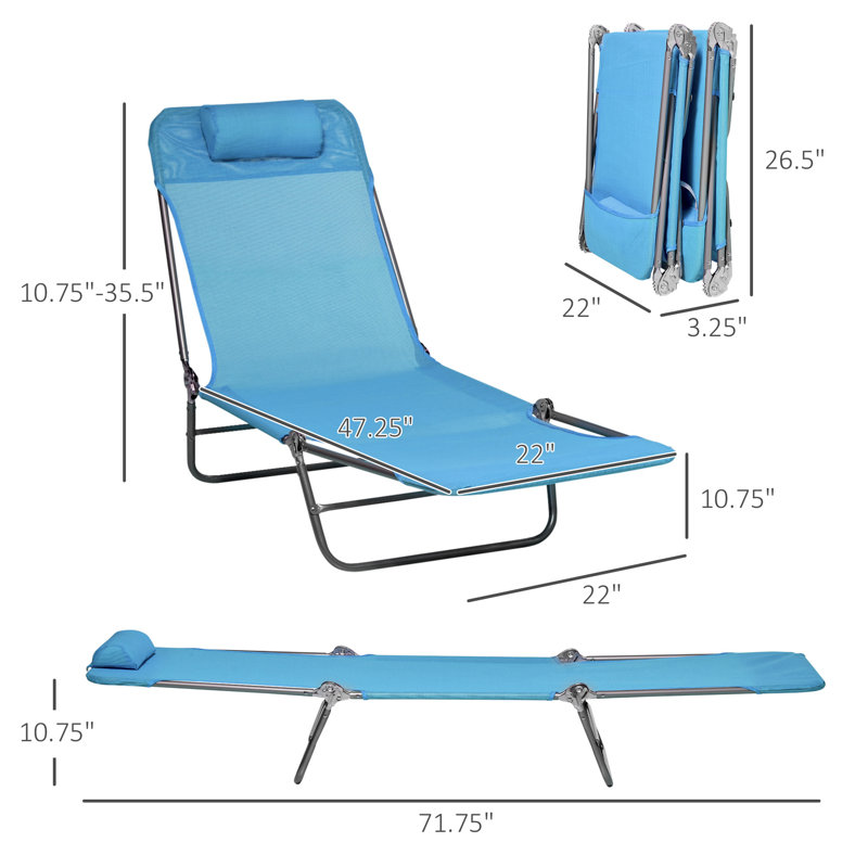 Outsunny 2 Piece Folding Chaise Lounge Chairs, Blue