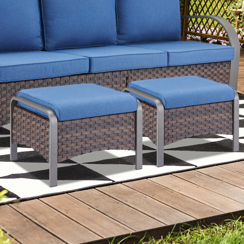 Repose-pieds d'extérieur avec coussin Sunbrella® Bobra, Bleu
