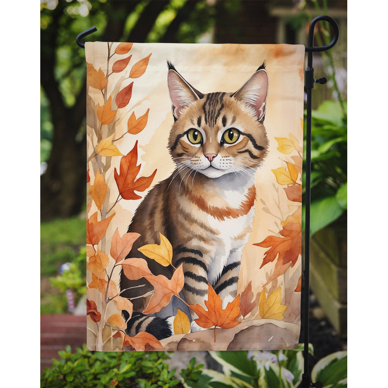 Chat en feuilles d'automne drapeau de jardin, Owyhee Bob