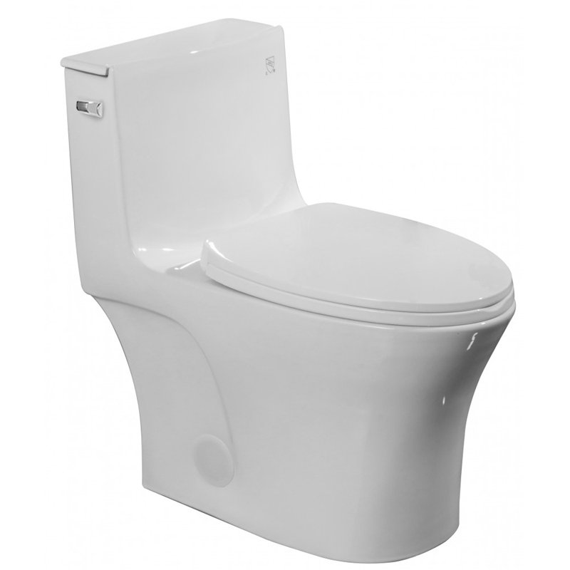 Toilette une pièce à chasse latérale