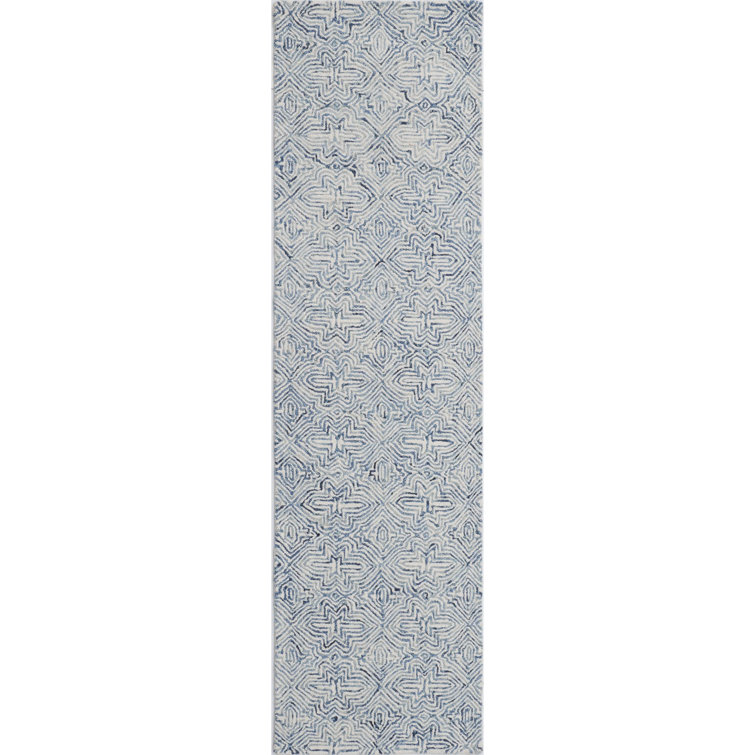 Barranco Hand Tufted Wool Blue/White Area Rug
