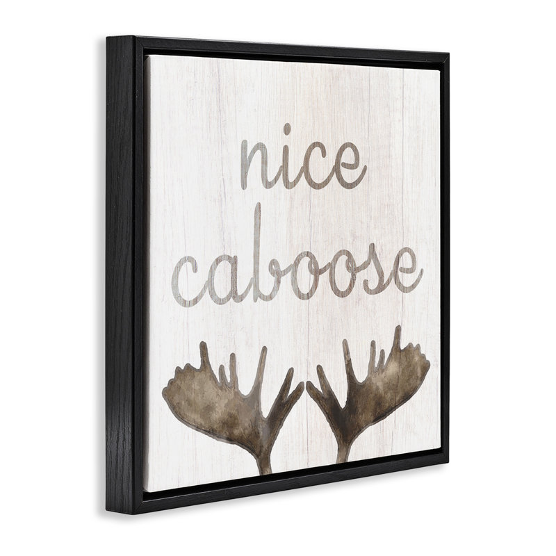 Nice Caboose Bathroom Moose Antlers, 18" H x 18" W, Jet Black Floater Frame
