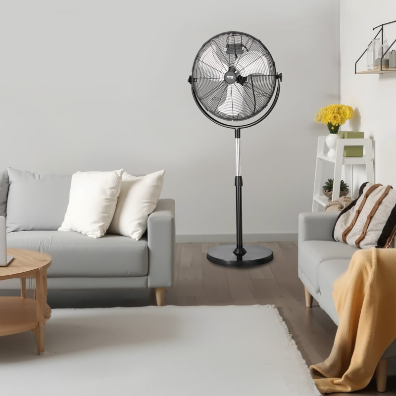 Ventilateur industriel sur piédestal à 3 vitesses réglable en hauteur, H 59,65 po x l 24,41 po x P 16,93 po