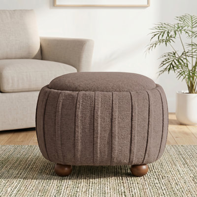 26.5" W Chenille Round Storage Ottoman