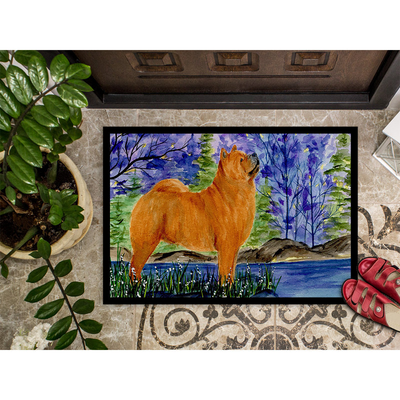 Tapis de porte d’intérieur anti-dérapant chow chow, Rectangle 1 pi 6 po x 2 pi 3 po