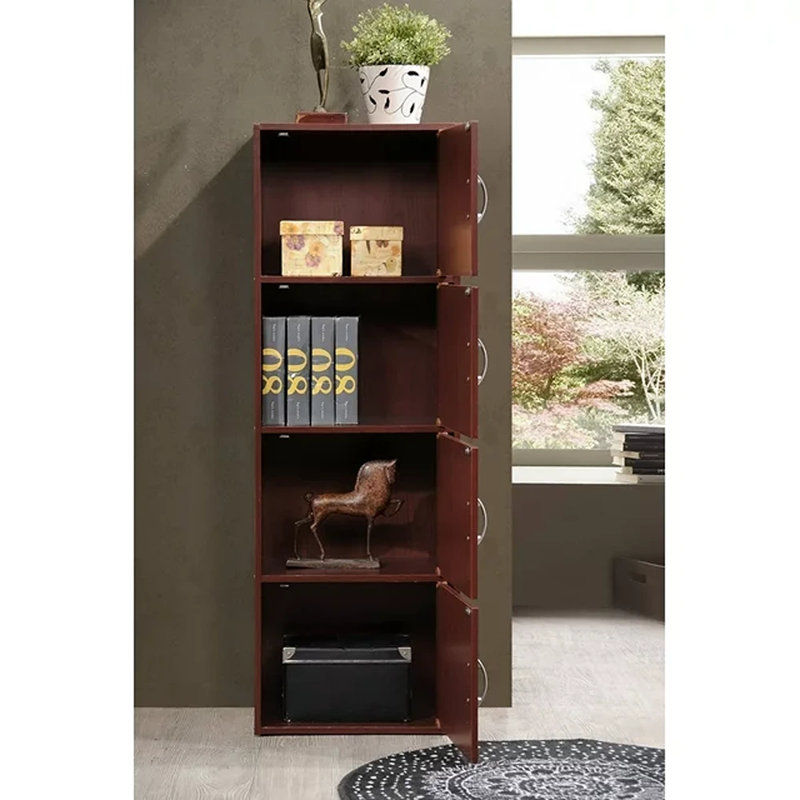 Aimee-Jane Storage Bookcase, Mahogany, (4 Shelves) 47.4" H x 15.9" W x 11.8" D