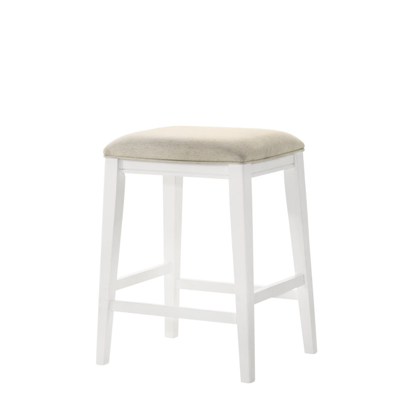17" Counter Height Stool With Upholstered Seat Footrest White