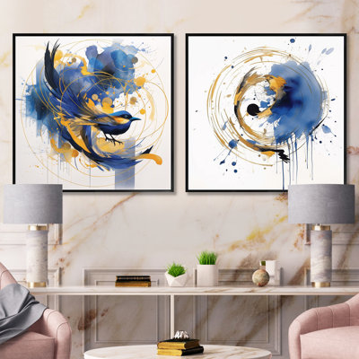 «Teal and Gold Elegance I», 2 pièces
