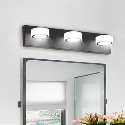  3-Light Dimmable LED Vanity Light, Black Bath Bar for Bathroom, Vanity Mirror, and Living Room