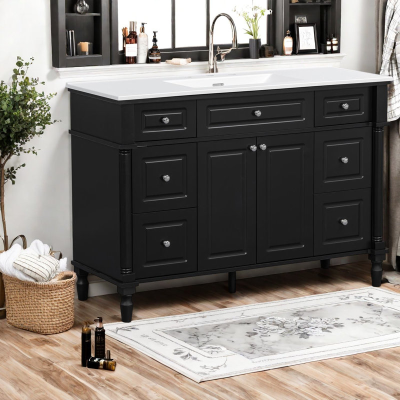Freestanding Standard Free Standing Single Double With Resin Top, Noir