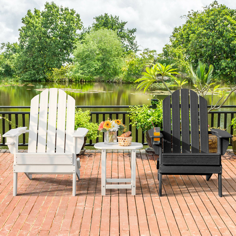 Chaise Adirondack pliante en plastique / résine Calina, Noir