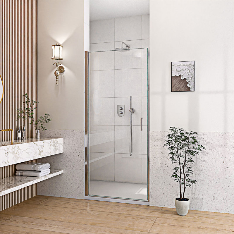 Porte de douche pivotante semi-sans cadre, Chrome chrome