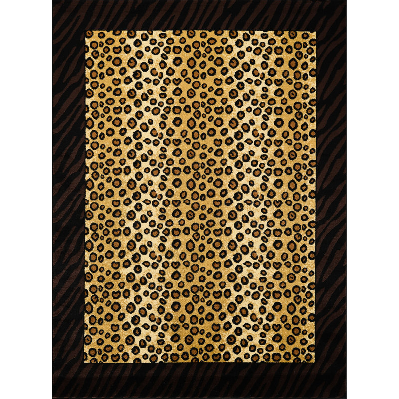 24 In. Wide Animal Print Rug, 36 Deep, Lodge Style, Machine-Made, Beige And Black, & Pet 2 Ft. X 3 Area Mountain +