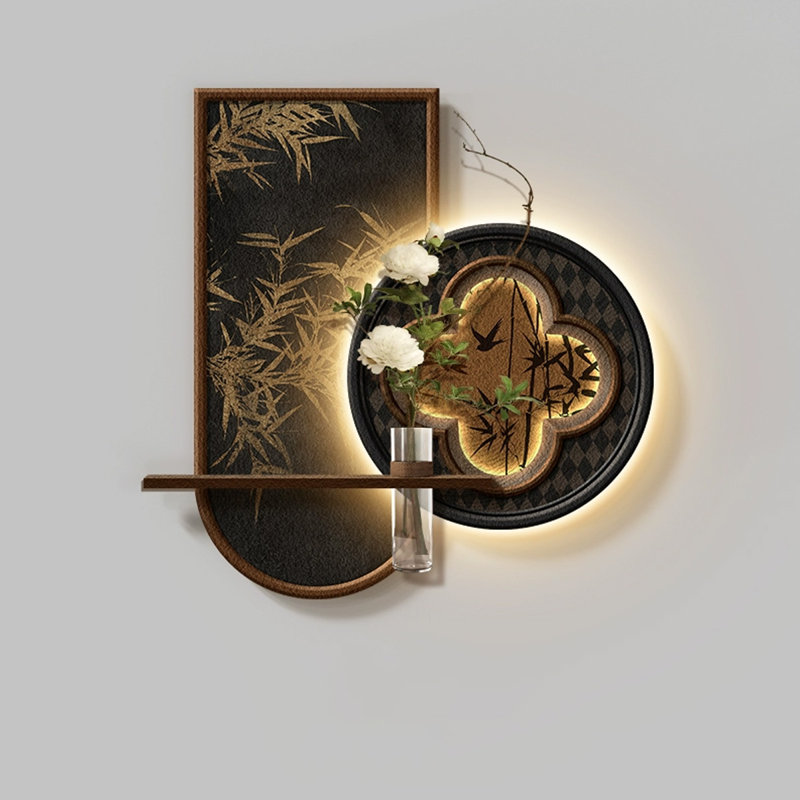 Art mural noir moderne en grès, H 9,84 po x l 19,69 po x P 19,96 po
