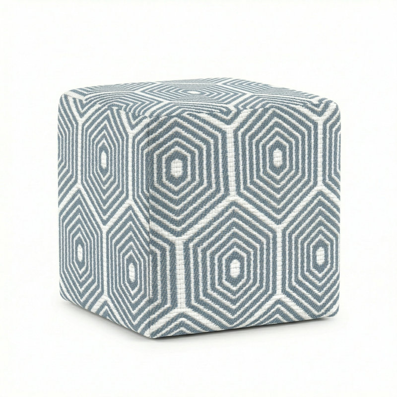 Berlin Gardens Lilly Hive 16" Square Pouf, Sky Blue