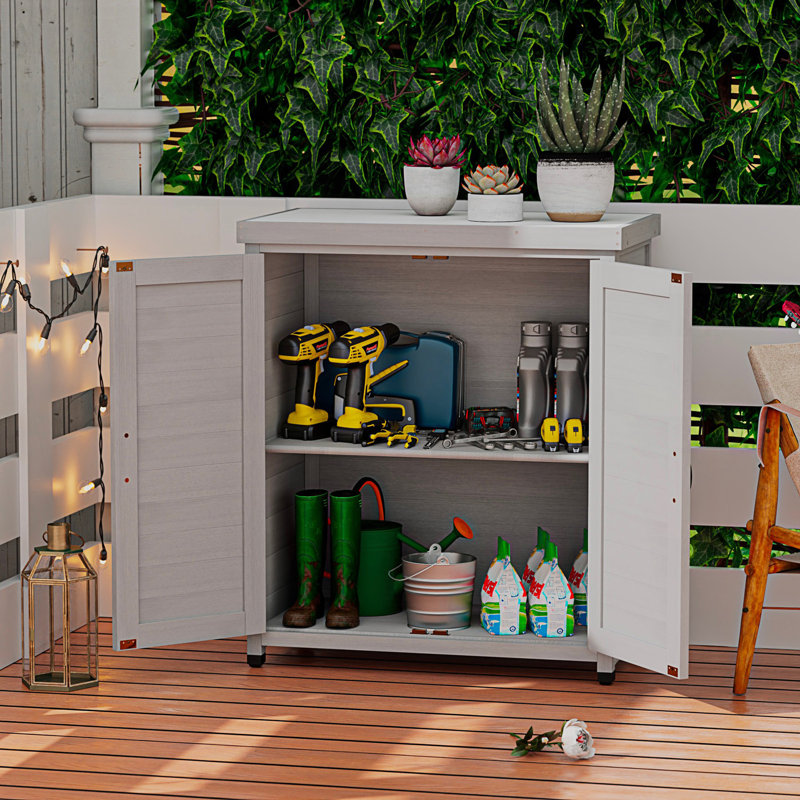 Armoire de rangement moderne avec plateau en métal, poste de travail extérieur, Gris