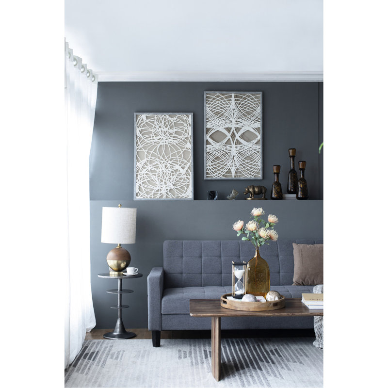 Boîte décorative murale à 2 feuilles avec cadre ombré de 23,5 x 1 x 35,5 po, fabrication en papier sophistiquée, décoration de 2 espaces de bureau et de famille, beau travail délavé gris, embellissement moderne