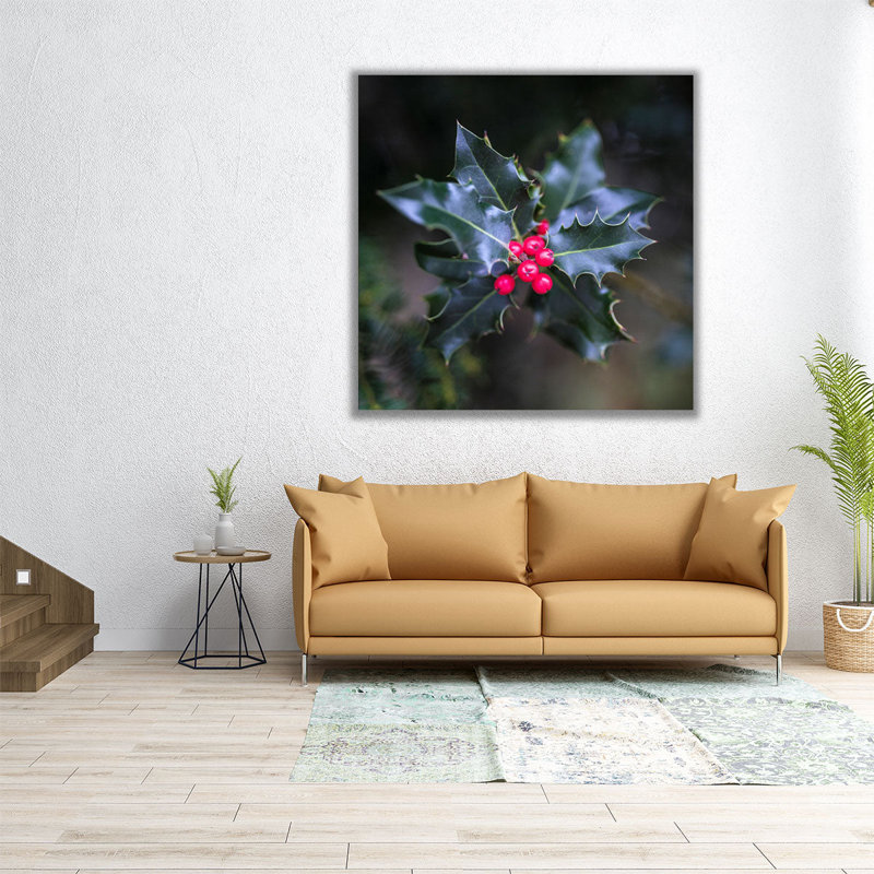 Christmas Holly - reproduction d'art sur toile, H 30 po x l 30 po