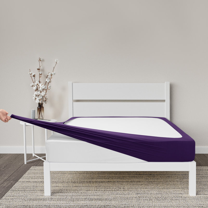 Queen Purple High Stretch Jersey Knit Box Spring Cover