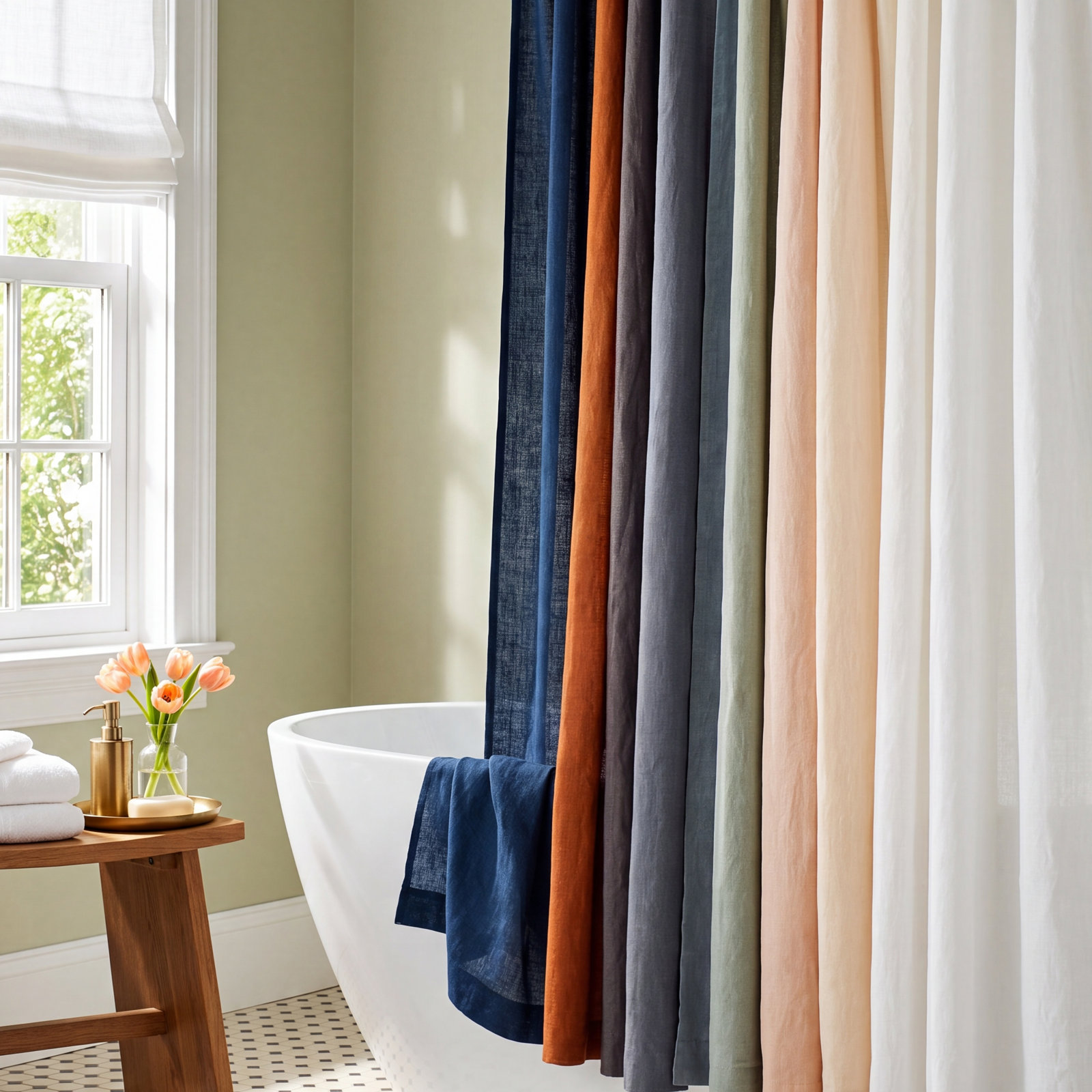 Jeffen Linen Blend Shower Curtain, White