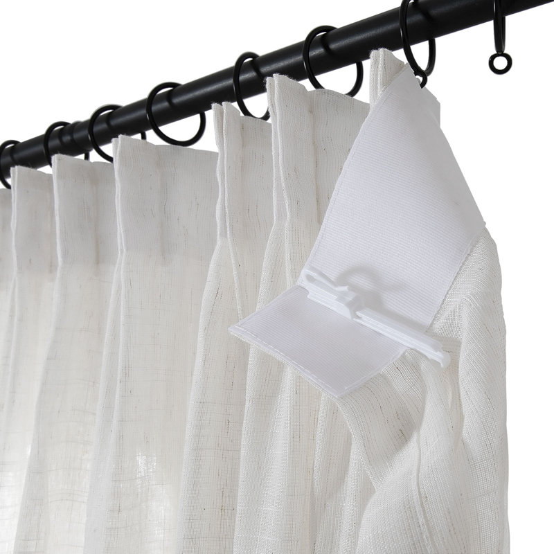 Ensemble de 2 rideaux transparents à plis pincés Twopages, Naturel, L 52 po x L 120 po