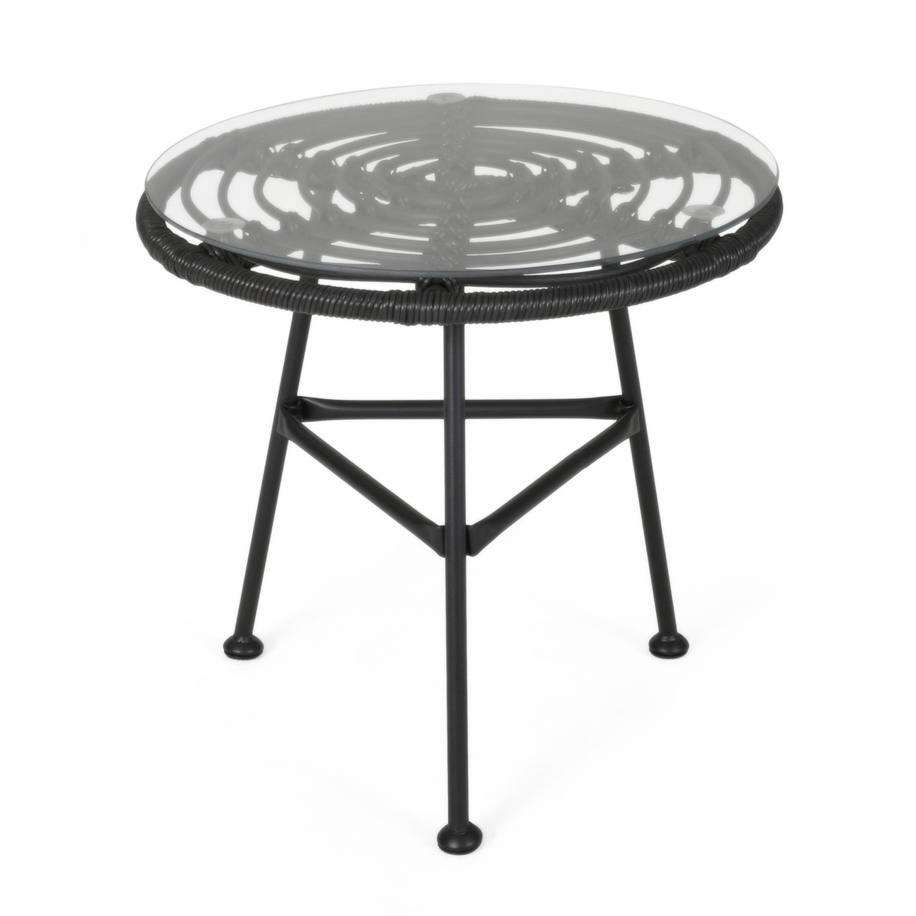 Oliver End Table With Glass Top, Side Table, Patio Table Wayfair