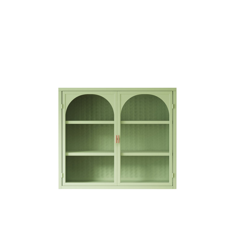 Armoire murale moderne 27,56 po à deux portes avec rangement à trois niveaux pour le vestibule, Vert