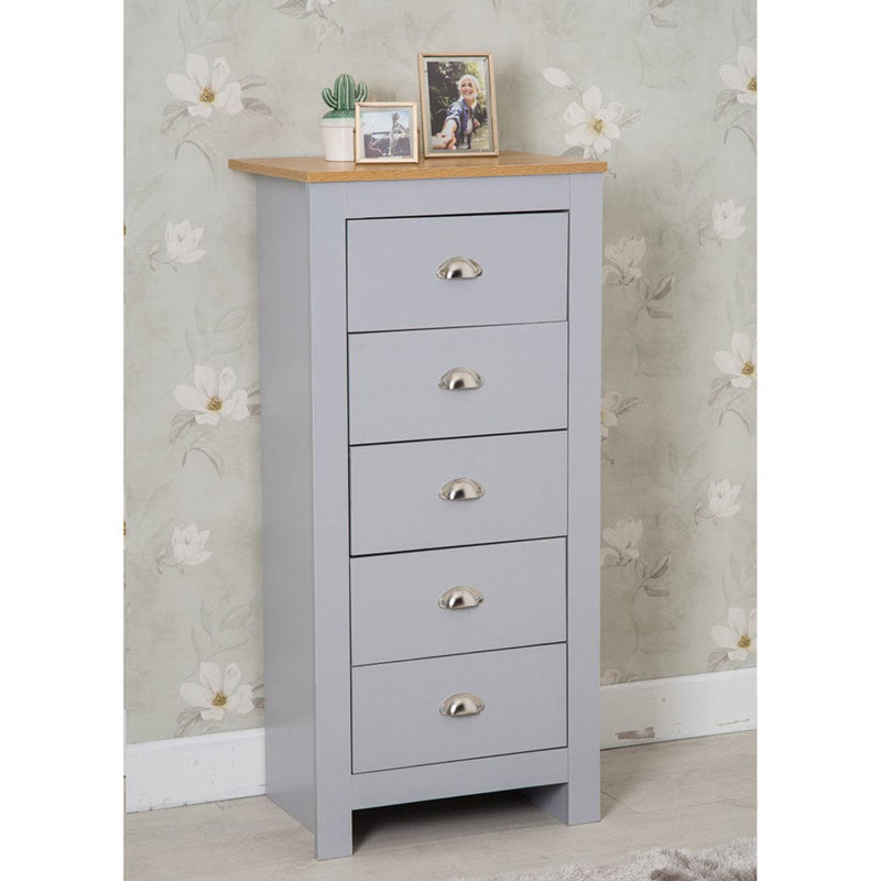 Odyle 53 cm W Chest of Drawers, Grey/Oak